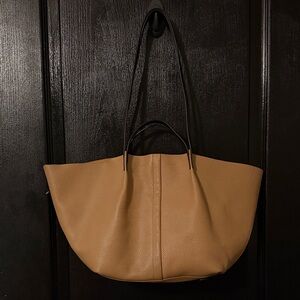 All Saints Tan Leather Tote Bag